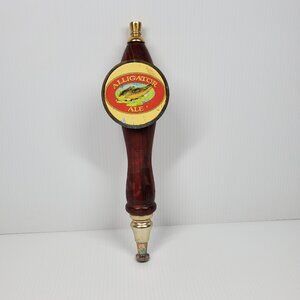 Wood Alligator Ale Beer Tab Pull 12.5" Tall with Medal Tip, Base, Logo Plate